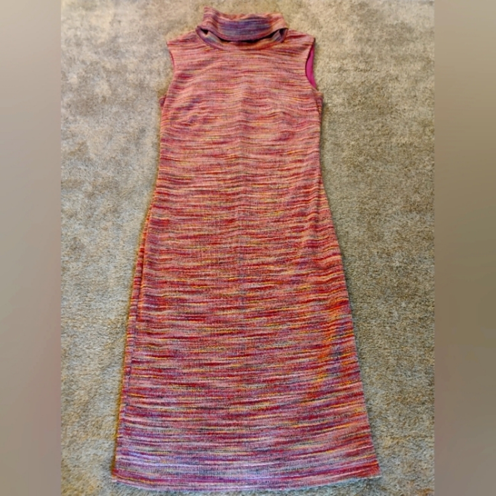 Chetta B Space Dye Turtleneck Sleeveless Sheath Dress Multicolor Unsized (0?)